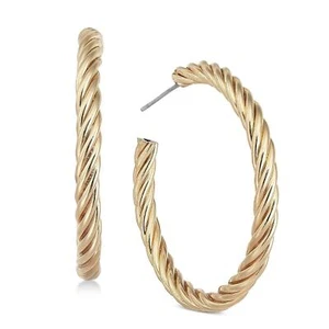 Charter Club 1-3/8" Gold Tone Medium Twist Hoop Earrings - Picture 1 of 3