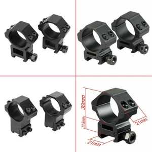 2pcs 30mm Scope Ring Low High Profile Mounts for 11m/20mm Picatinny Weaver Rail - Picture 1 of 12