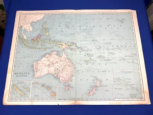 Mapa 1906 OCEANÍA Y MALASIA 28x 20,5" Austraila, Hawai, Filipinas, Nueva Zelanda - Imagen 1 de 19
