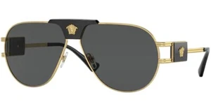 Neu mit Etikett Versace Herrensonnenbrille VE2252 100287 goldfarben mit dunkelgrauen ovalen Gläsern 63 mm neu im Karton - Bild 1 von 1