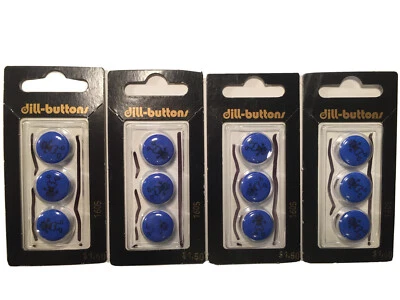 DILL BUTTONS | Set of 12 | Blue Drawn Boy - Round #1605 5/8" 15mm | Four 3 Packs - Image 1 of 4
