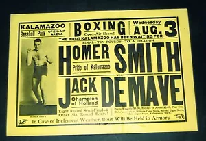 VERY RARE 1927 Homer Smith vs Jack Demave Holland boxing poster KALAMZOO MI - Picture 1 of 1
