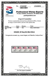 Scott #2115b Pl#2 SCARCE 22c Flag/Capitol WIDE & TALL Block Tag VF MNH, Cat $225 - Picture 1 of 2