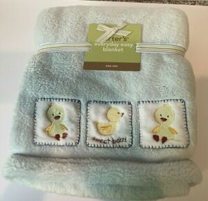 New Carter's Everyday Easy Baby Blanket Fluffy Blue Sweet Baby Chicks Ducks 2006