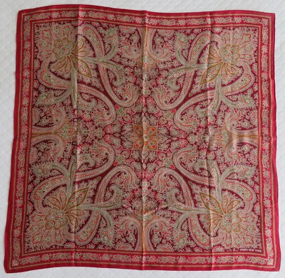 Bufanda de seda cuadrada Jones New York, 31x31, roja, dorada/bronceada, beige Foto 1 de 4