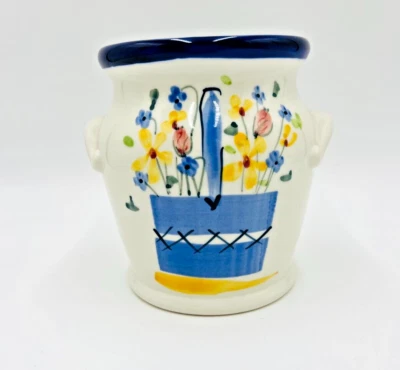 Robert Gordon Art Pottery Vibrant Floral Theme Vase Utensil Holder UNIQUE - image 1 of 4