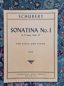 Schubert Sonattina No.1 in D Major, op.137/1, for Viola and Piano - Picture 1 of 1