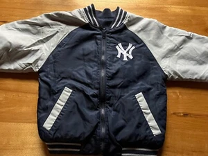 New York Yankees Majestic Bomber Varsity Satin Jacket Youth Medium 8 Reversible - Picture 1 of 19