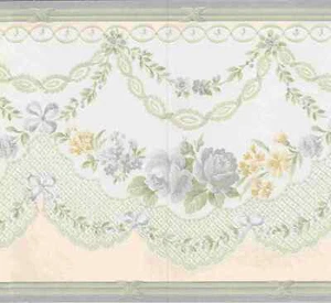 SATIN WILD FLOWERS WALLPAPER BORDER - 79902FP - Picture 1 of 2