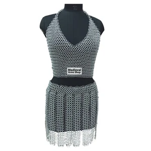 Aluminium Kettenhemd BH und Rock Set für Frauen Partykleidung LARP Cosplay Kostüm - Bild 1 von 7