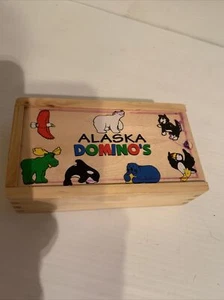 ALASKA DOMINO'S WITH WILDLIFE AND SEALIFE CHARACTERS PICTURED ON BOX TOP/PIECES - Picture 1 of 3