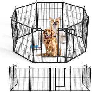 24"/30"/40" Dog Playpen 8 Panels Exercise Cage Tall Pet Pen Crate Dog Fence - Picture 1 of 13
