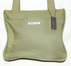 Kenneth Cole Reaction Lime Green Canvas with 2 Large Pouch Pockets Shoulder Bag - Picture 1 of 9