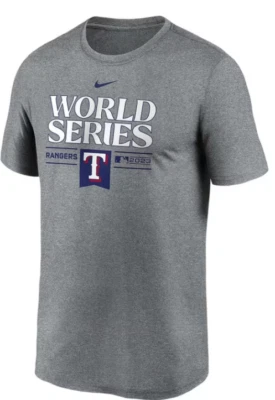 Camiseta Nike Texas Rangers 2023 Serie Mundial Participantes Manga Corta Camiseta Gris Foto 1 de 2
