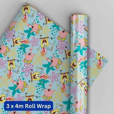 Wrapping Paper Spongebob Square Pants Kids Birthday Gift Wrap 3 x 4m Roll - Image 1 of 4
