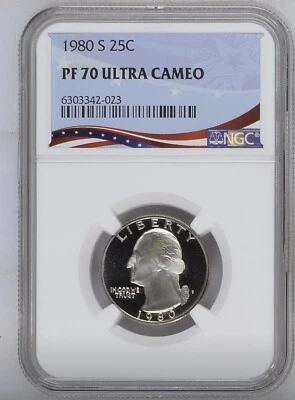 1980 S Washington Proof Quarter, Graded PF70 UC - Image 1 of 2