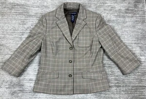Banana Republic Blazer Womens 4 Brown Plaid Stretch Long Sleeve Pocket Coat - Picture 1 of 11