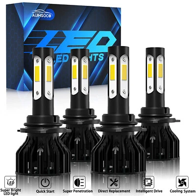 For GMC Savana 1500 2500 3500 1996-2021 4Pack 6K LED Headlights Hi Low Beam Kit - Image 1 of 4