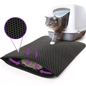 Kitty Cat Litter Mat Trapping Honeycomb Double Layer Waterproof Urine Proof - Picture 1 of 8