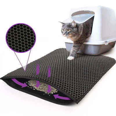 LOTFANCY Kitty Cat Litter Mat Trapping Honeycomb Double Layer Waterproof Urine Proof