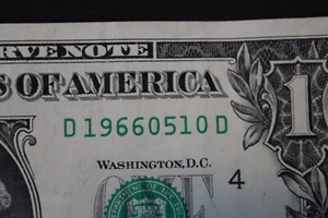 [MAY 10, 1966] ONE DOLLAR FANCY BIRTHDAY NOTE  SN D 19660510 D - Picture 1 of 3