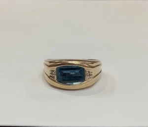 Oro giallo 10kt con pietra blu (SCONOSCIUTO) 108371-2 JE - Foto 1 di 7
