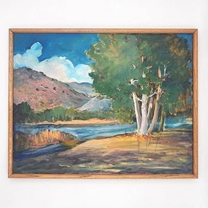 Painting Signed Loretta Cain Southwest Landscape Original Art Framed 26"x23" - Picture 1 of 13