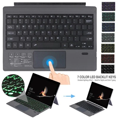 For Microsoft Surface Pro 3 4 5 6 7 RGB Backlit Bluetooth Keyboard Touchpad - Image 1 of 4
