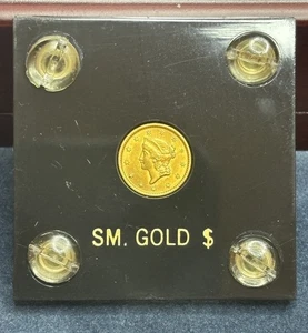 Gold 1849 Open Wreath 1$ – Rare First Type Mint State Gem In Capital Holder - Picture 1 of 17