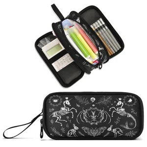 Skull Skeletons Large Capacity Pencil Case Halloween Gothic Pencil Pouch Offi... - Picture 1 of 7