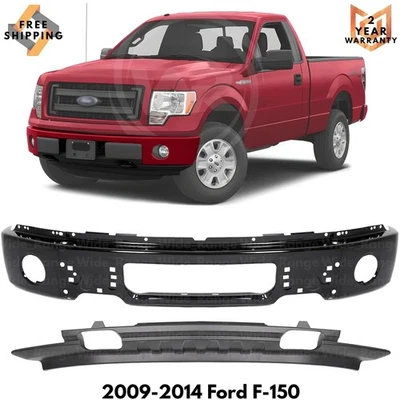 Front Bumper Paintable Steel & Valance Textured Kit For 2009-2014 Ford F-150 Foto 1 de 4