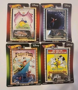 HOT WHEELS Character Cars 50th Anniversary DISNEY Set of 4 Metal RealRiders - Picture 1 of 6