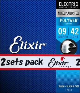Elixir Saiten für E-Gitarre POLYWEB Super Light 0,009 - 042 #12000 2er Set [Dom - Bild 1 von 7