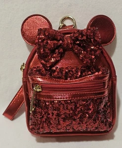 Disney Parks rot metallic Pailletten Minnie Mouse Loungefly Mini Handgelenktasche Gürteltasche - Bild 1 von 6