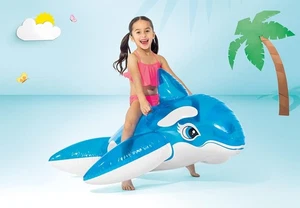 Intex Lil Whale Ride On Float Heavy Duty Grab Handles 60 x 45 Kids Pool Toy - Picture 1 of 4