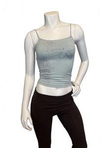 See You Monday Light Blue Rhinestone Butterfly Tank Top – One Size Made in USA - Picture 1 of 5