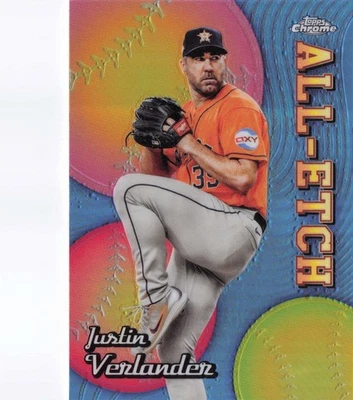 2024 Topps Chrome #CAE-12 Justin Verlander Chrome All-Etch Green Refractors #/99 - Image 1 of 2