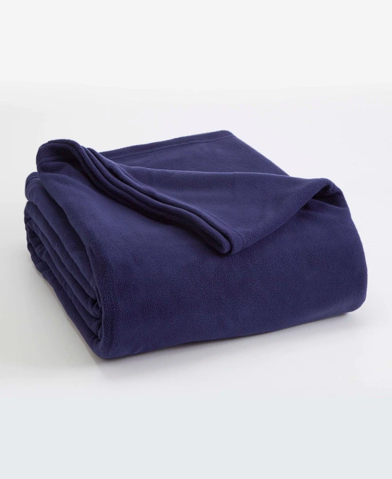 Acogedora manta de cama ligera de microfleece Vellux King azul marino #C758 Foto 1 de 4
