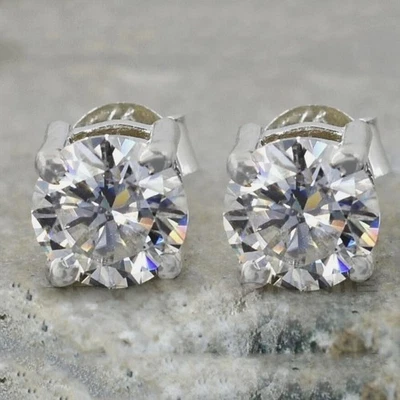 2.00 Ct Certified White Diamond Solitaire Studs 925 Sterling Silver - Image 1 of 4