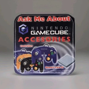 Vintage Nintendo GameCube "Ask Me About Accessories" Pin Button Badge - Official - Picture 1 of 4