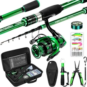Fishing Rod and Reel Combo Telescopic Collapsible Pole Kit Plier Portable Tra... - Picture 1 of 7