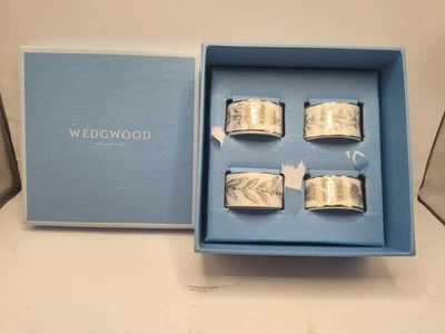 WATERFORD, WEDGWOOD WINTER WHITE set Of 4 Napkins Holders 1051655 New In Box  - Image 1 of 4