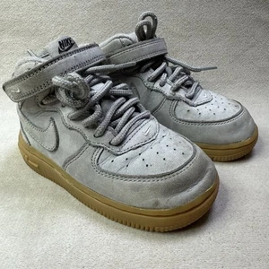 Nike Air Force 1 Mid Boys Size 8C Gray Gum Athletic Suede Shoes Sneakers - Picture 1 of 11