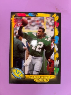 Tarjeta de fútbol americano 1991 Wild Card #61 Randall Cunningham Philadelphia Eagles Foto 1 de 2