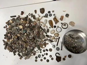 Civil War Era Lot from Fort Larned KS - Bullets Pipes Watches Buttons Arrowheads - Picture 1 of 24