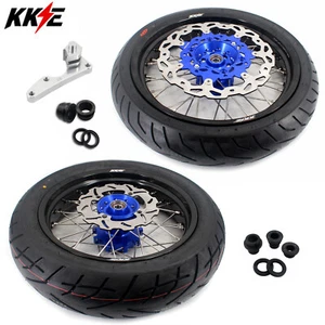 KKE 17" Wheels Tires Set For Suzuki DR650SE 1996-2024 Supermoto Motard Rims Blue - Picture 1 of 15