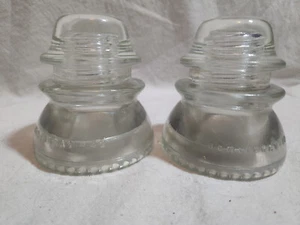 Lot of 2 Vintage Hemingray No 42 Clear Glass Power Line Insulators - Picture 1 of 9