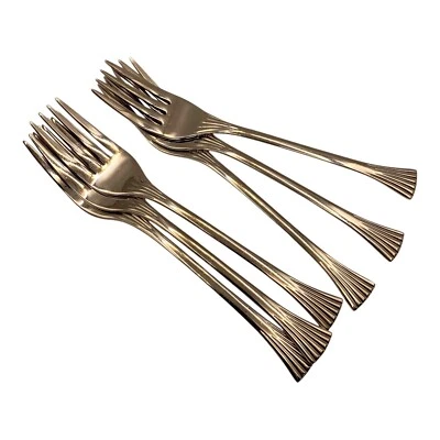 Bon Chef S2807 Mimosa Dessert Fork 18/10 Stainless Steel Dessert Used Lot Of 6  - Image 1 of 4