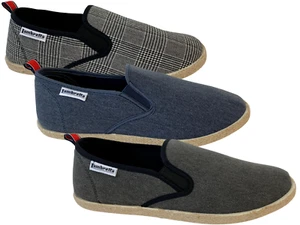 Herren Lambretta Slipper Kyak Espadrilles Urlaubsschuhe schwarz kariert blau Denim - Bild 1 von 12
