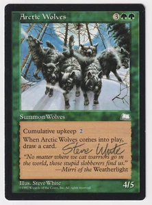 Signed Arctic Wolves MP Weatherlight Artist Steve White 1997 MTG Magic Vintage! - Picture 1 of 2